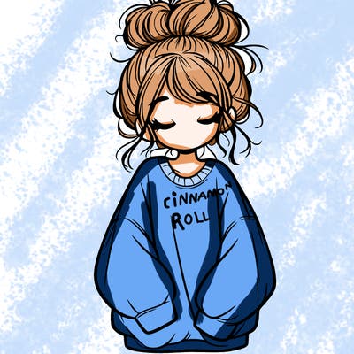 girl with baggy sweatshirt and messy bun