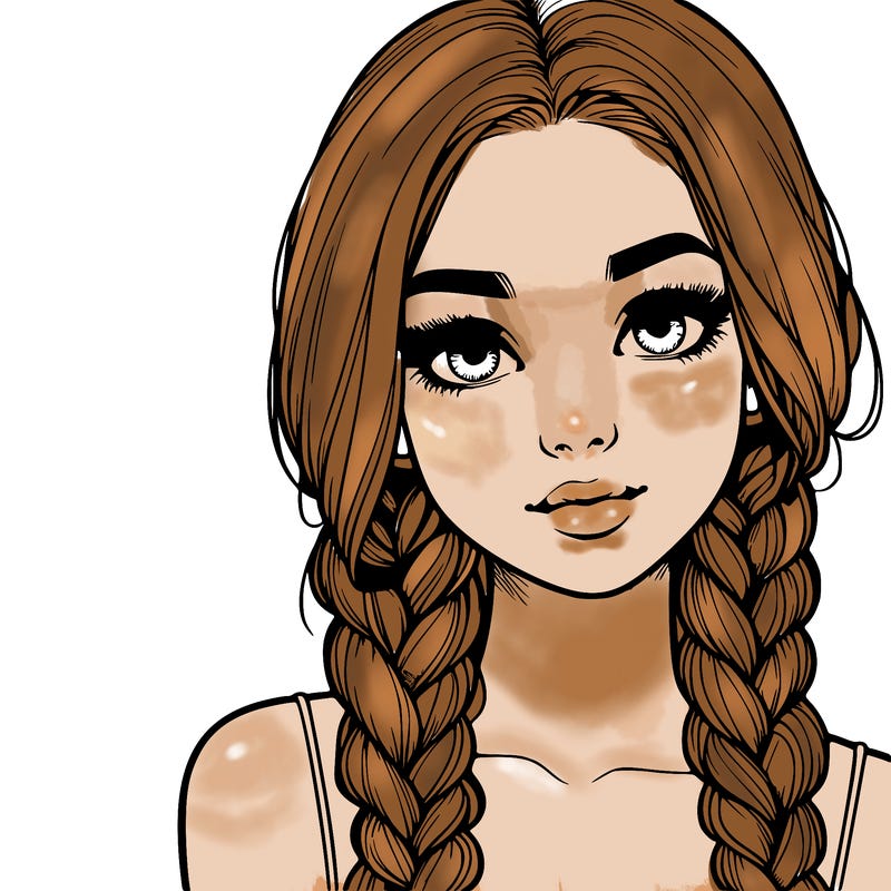 realistic girl with braids