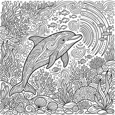 Embark on an educational and artistic journey with this captivating dolphin echolocation coloring page. Explore the intricate details of a dolphin's sonar system amidst a vibrant underwater ecosystem, ready for your creative touch.