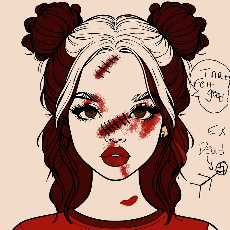 realistic girl with two buns in hair and lips