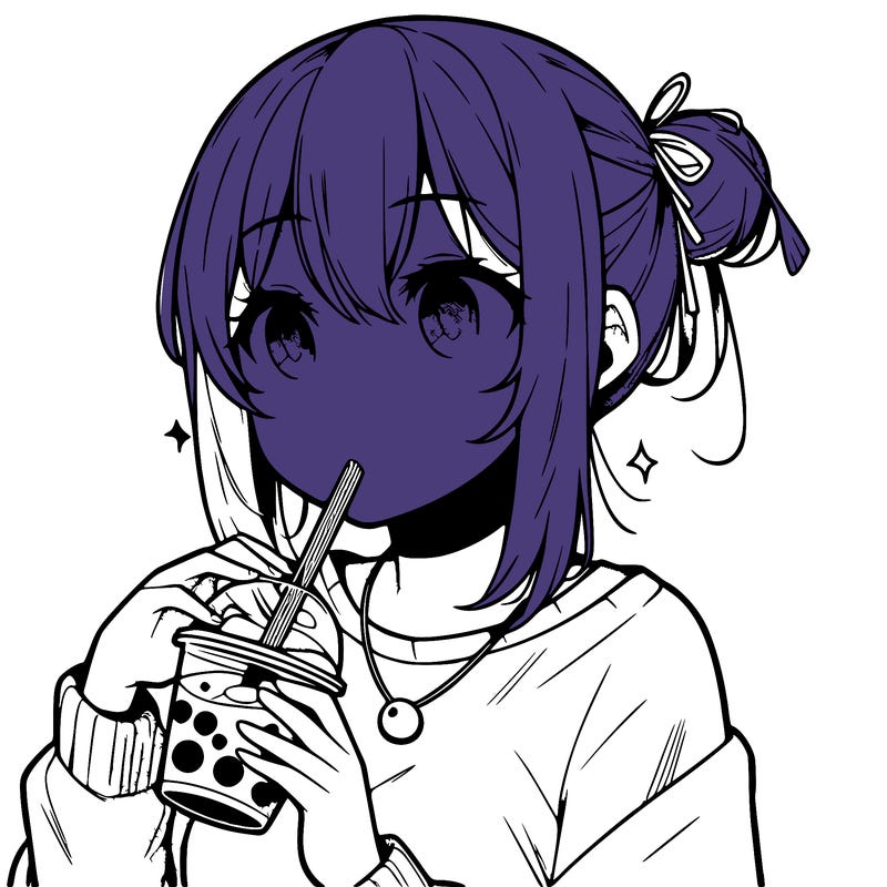 manga character drinking boba