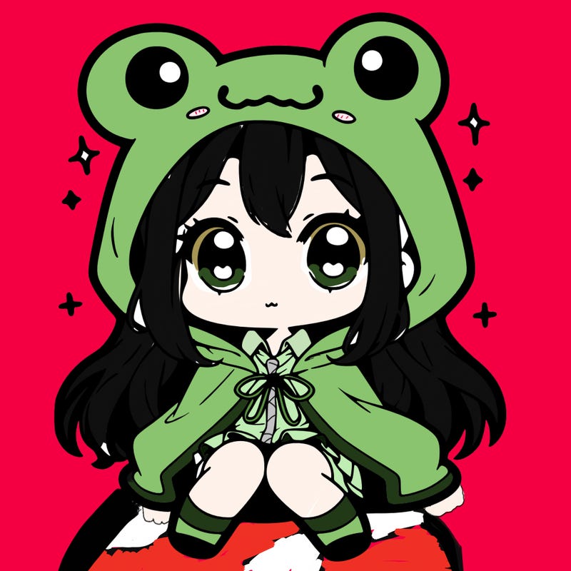 chibi girl with frog hoodie