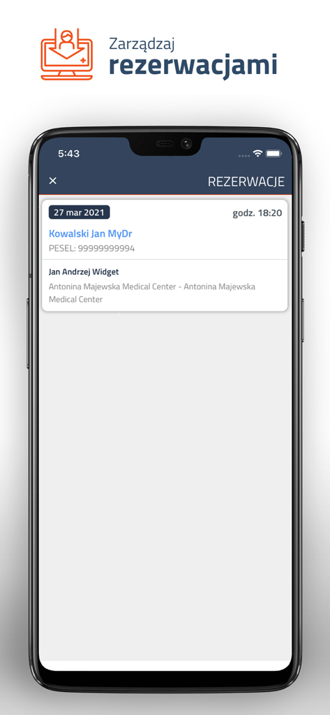 MyDr EDM app screen displaying patient reservation details and scheduling