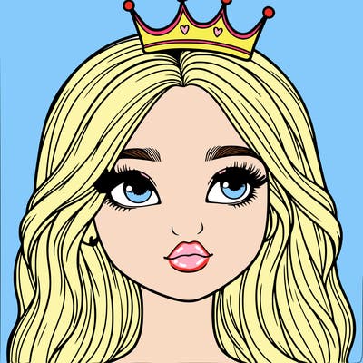 a realistic girl with a crown on