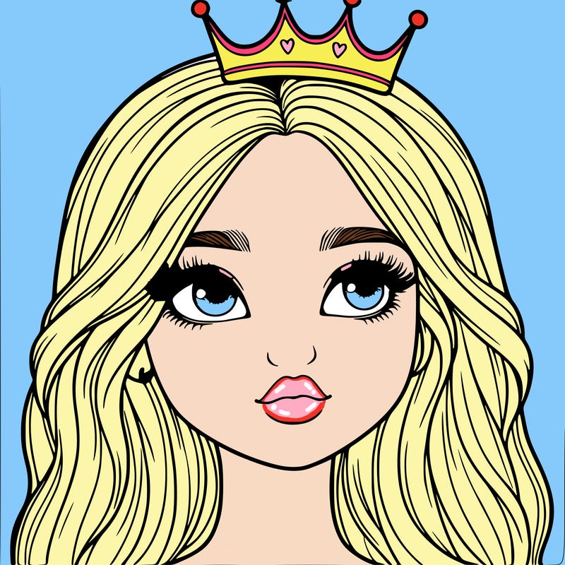 a realistic girl with a crown on