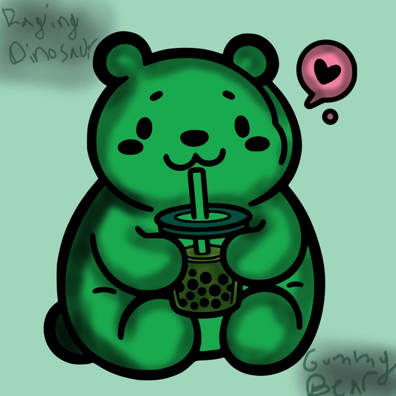 bear drinking boba tea