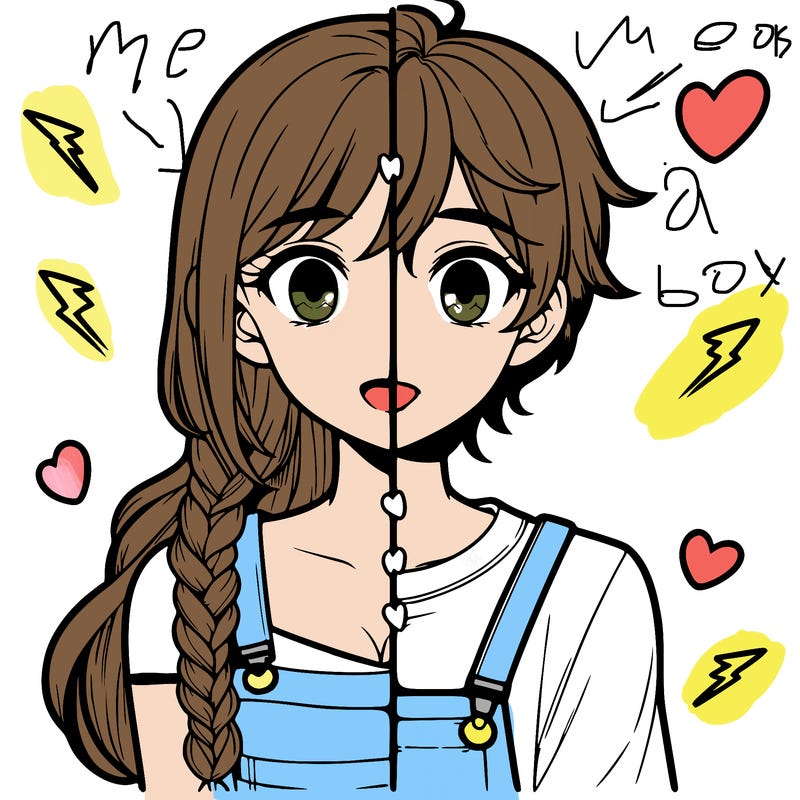 realistic girl boy split