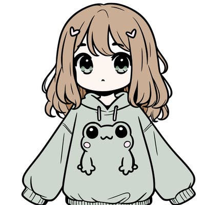 girl wearing frogging sweatshirt