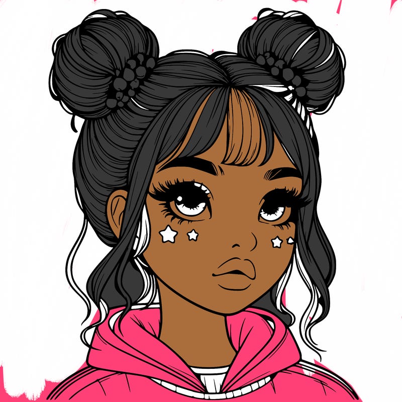 realistic girl with space buns