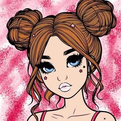 realistic girl with space buns
