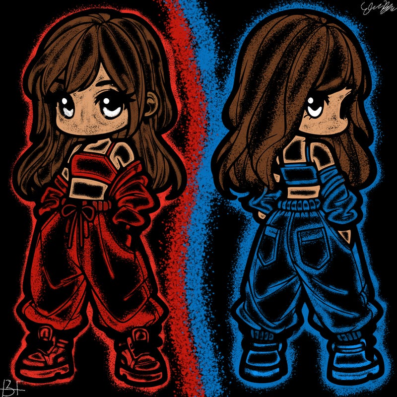 girl in crop top and baggy pants