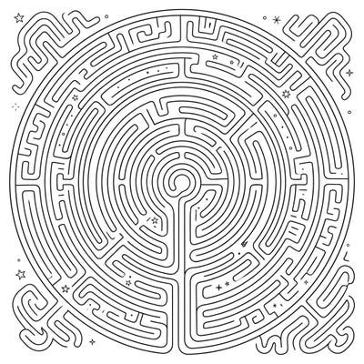 Unwind with this captivating coloring page featuring an ancient-inspired spiral labyrinth. Its intricate patterns offer a unique journey of relaxation and creative expression.