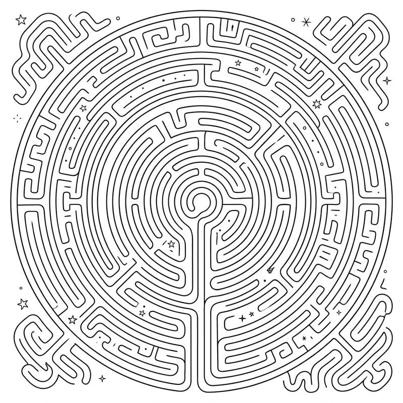Unwind with this captivating coloring page featuring an ancient-inspired spiral labyrinth. Its intricate patterns offer a unique journey of relaxation and creative expression.
