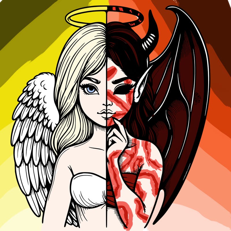 realistic angel half demon