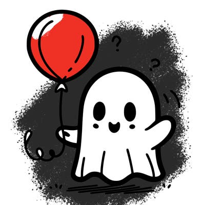 a easy drawing of a ghost with a balloon