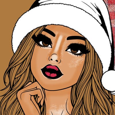 realistic christmas girl with lips