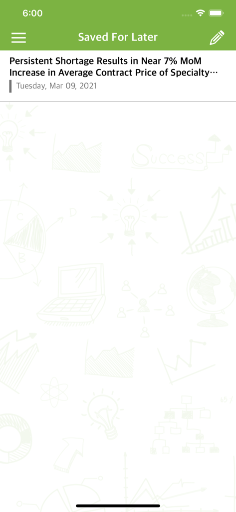 Screenshot of the Saved For Later section in the TrendForce app featuring a market report on price increases in the tech industry.