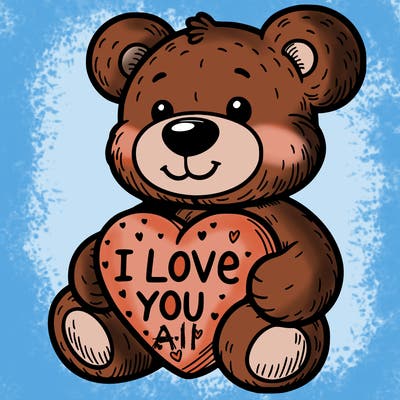 teddy bear holding an i love you heart