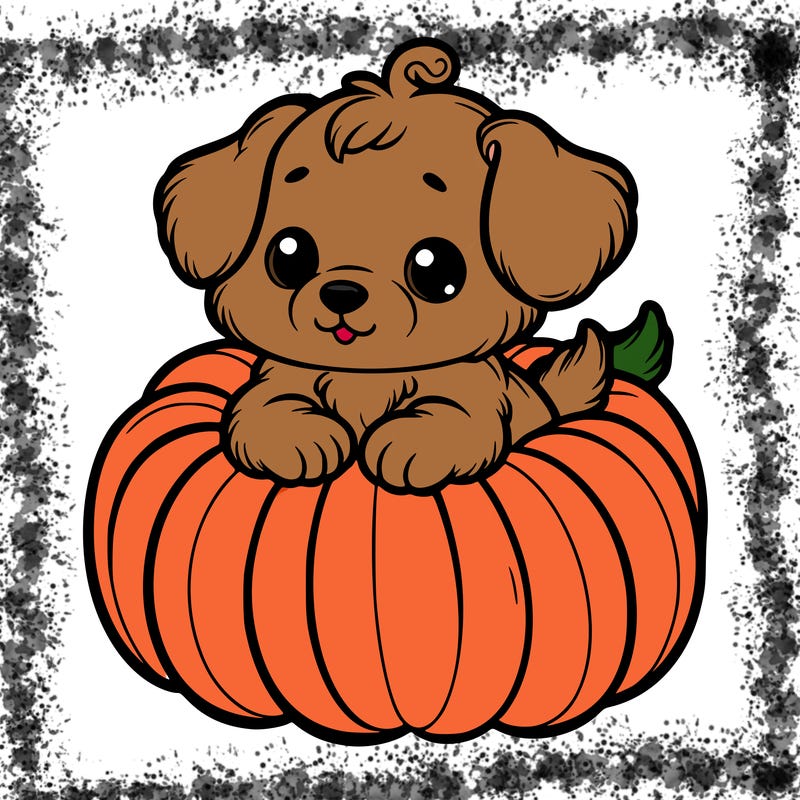 cute little puppy in a pumpkin