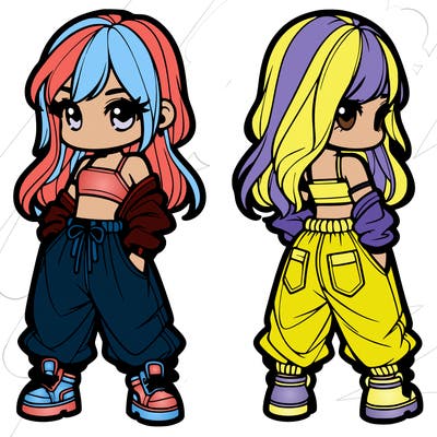 girl in crop top and baggy pants