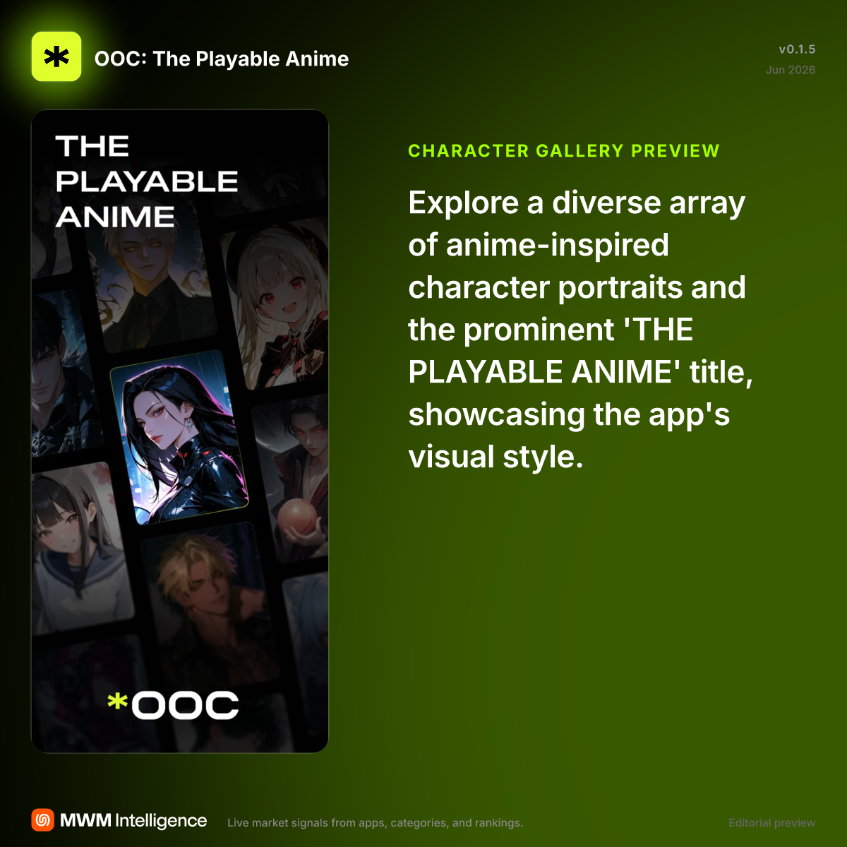 OOC: The Playable Anime - Entertainment App | MWM