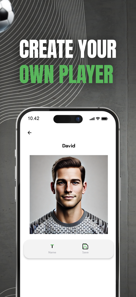 My Lineup - Lineup Builder - Interface for creating a custom soccer player with name and photo in the My Lineup app