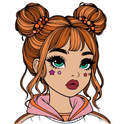 realistic girl with space buns