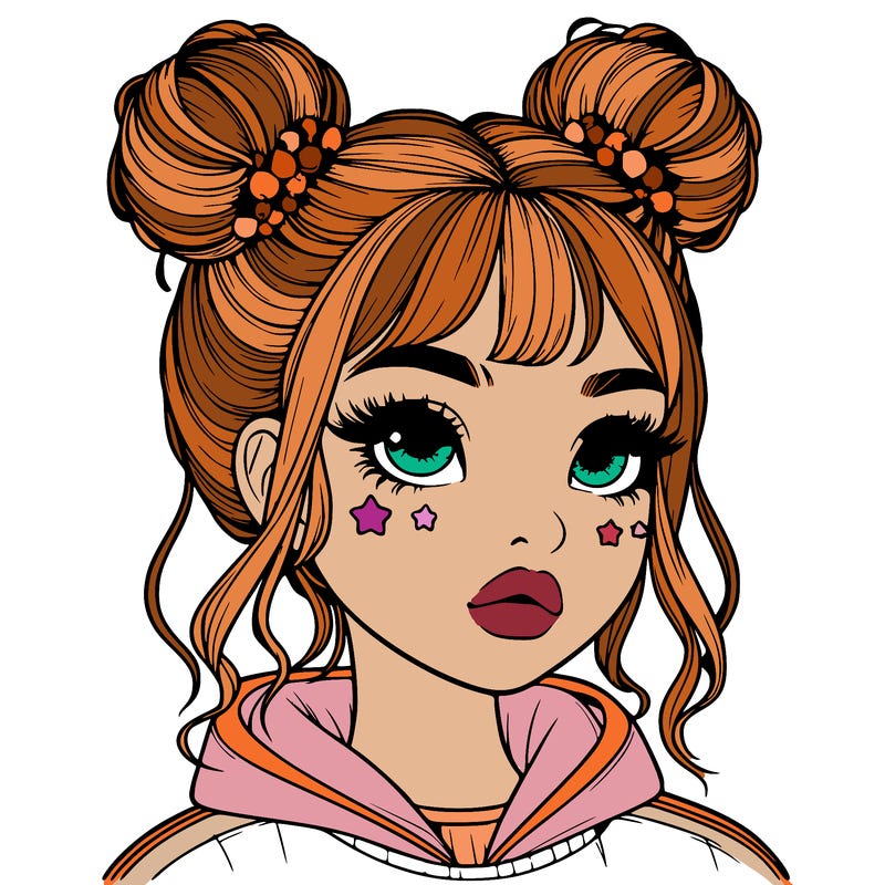 realistic girl with space buns