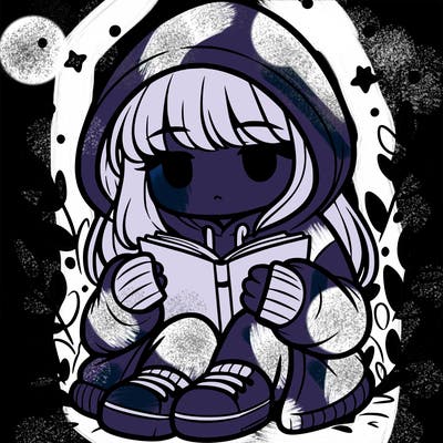 girl in oversized hoodie reading a book