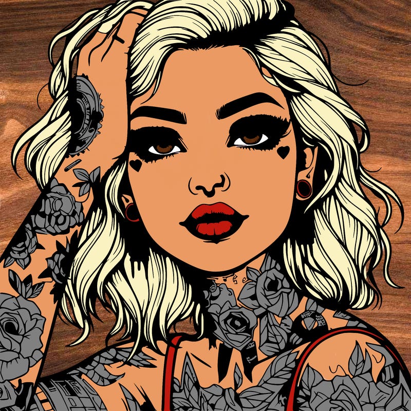 realistic girl with tattoos all over