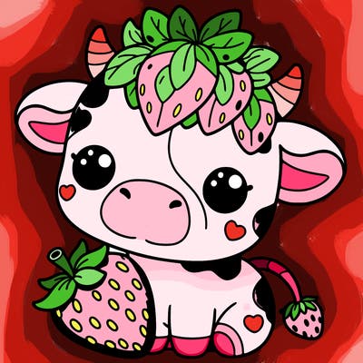 cute strawberry cow
