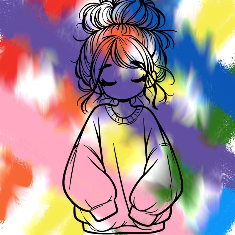 girl with baggy sweatshirt and messy bun