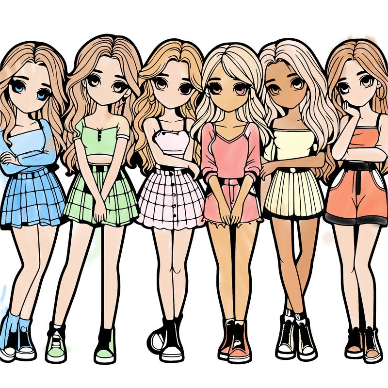 a group of girls realistic
