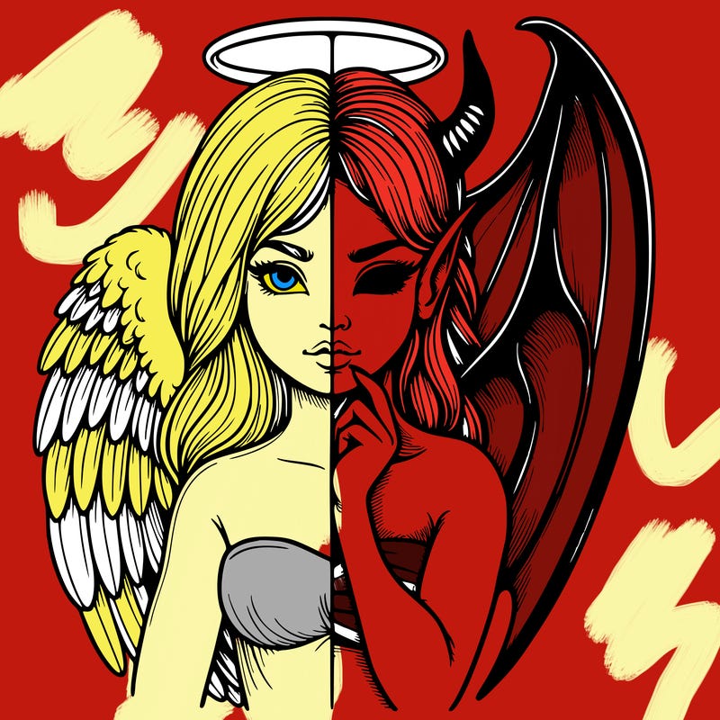 realistic angel half demon