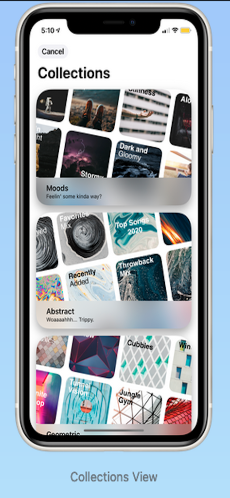 Covers Maker & Design Pro Art - A mobile app screen showing diverse collections of artistic cover design templates for creators