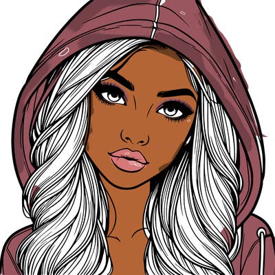 realistic beautiful girl with a hood on