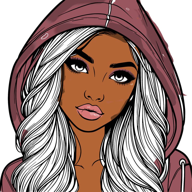 realistic beautiful girl with a hood on