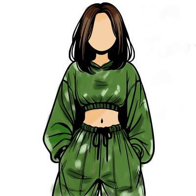 realistic girl faceless with baggy pants and a crop top