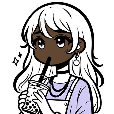 teenage girl drinking boba