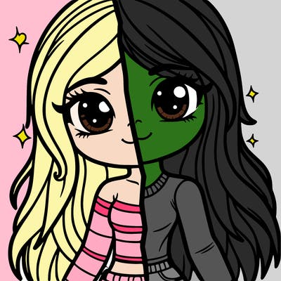 a girl half and half