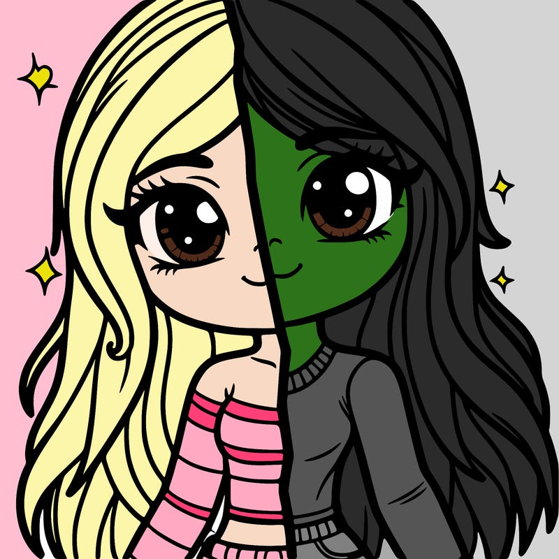 a girl half and half