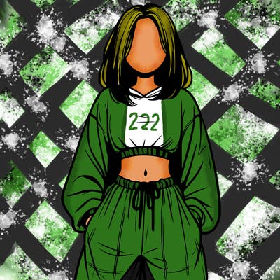 realistic girl faceless with baggy pants and a crop top