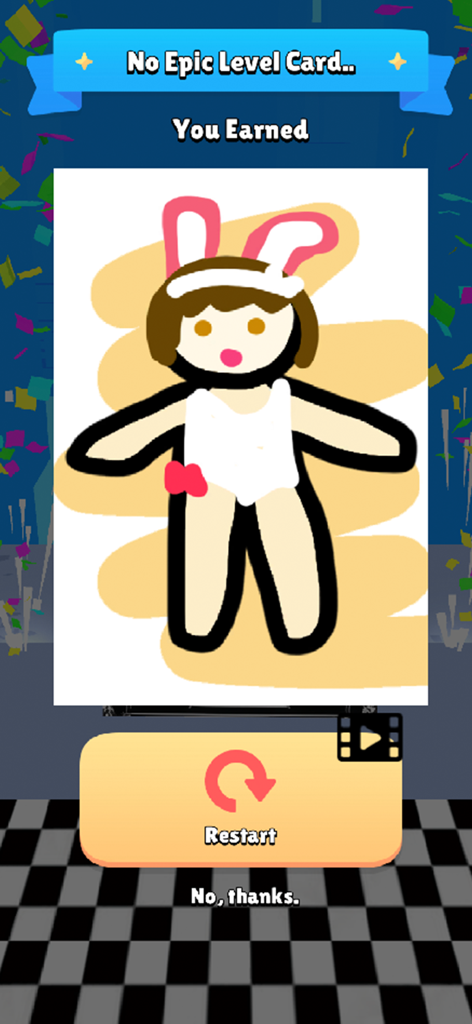 Card Run: AI Evolution - Reward screen in Card Run AI Evolution showing an earned character card with bunny ears