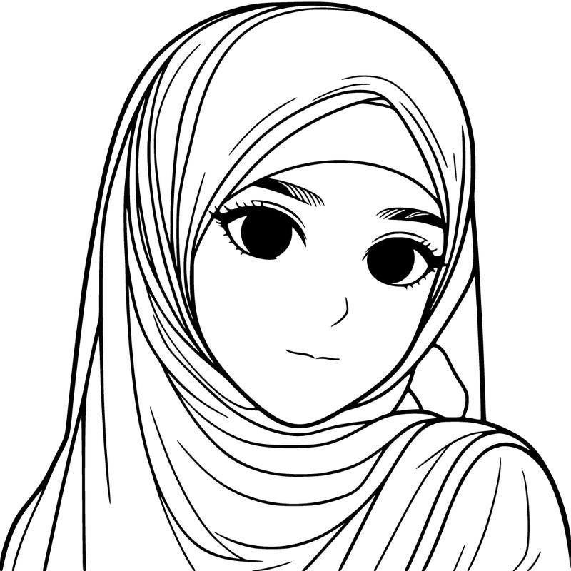 semi realistic muslim girl no hair showing
