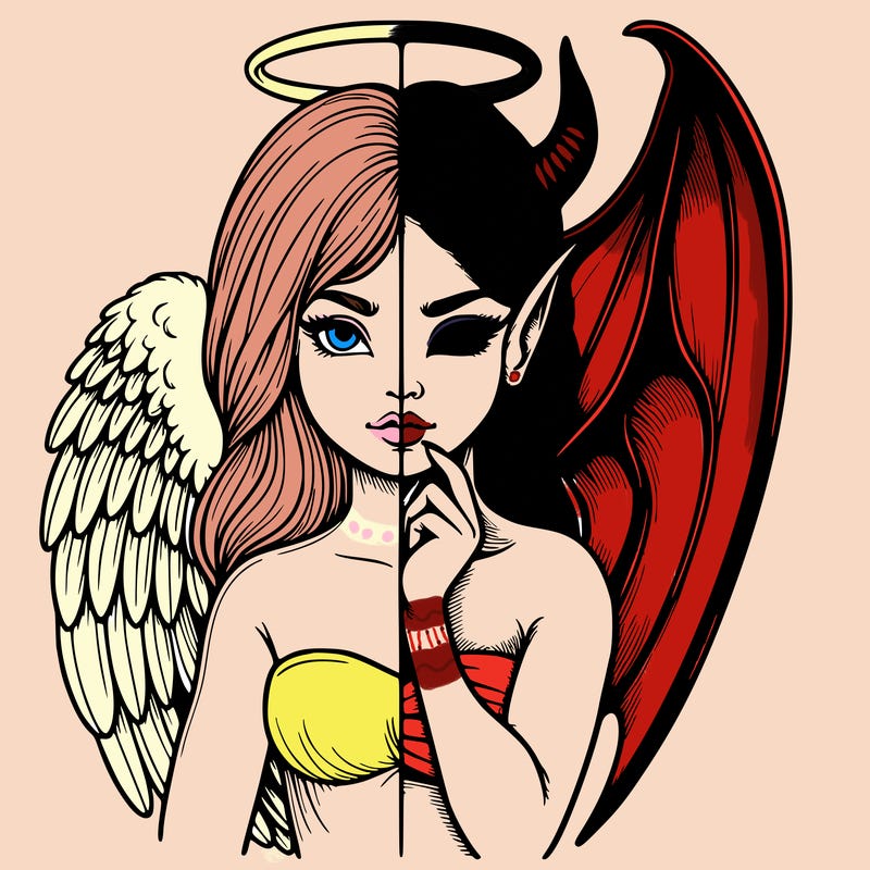 realistic angel half demon