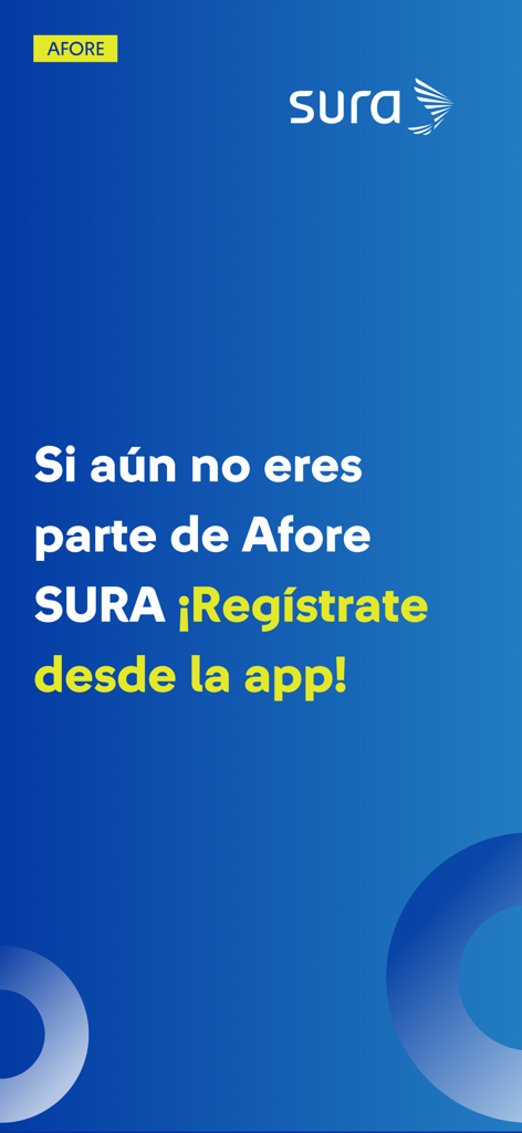Registration screen for the Afore SURA retirement savings app