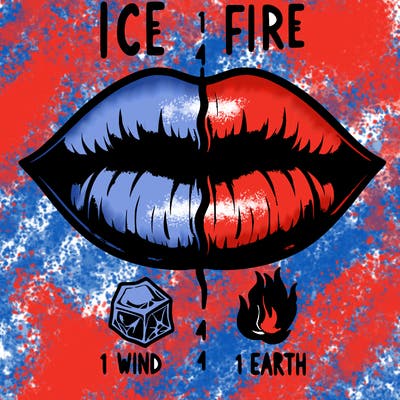 realistic lip split in fourth . 1 fourth ice 1 fire 1wind 1 earth