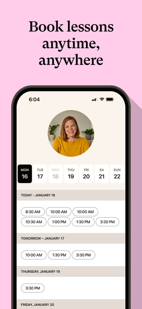 Cambly Kids - English Learning - Mobile interface for booking one on one English lessons with a native tutor on the Cambly Kids app