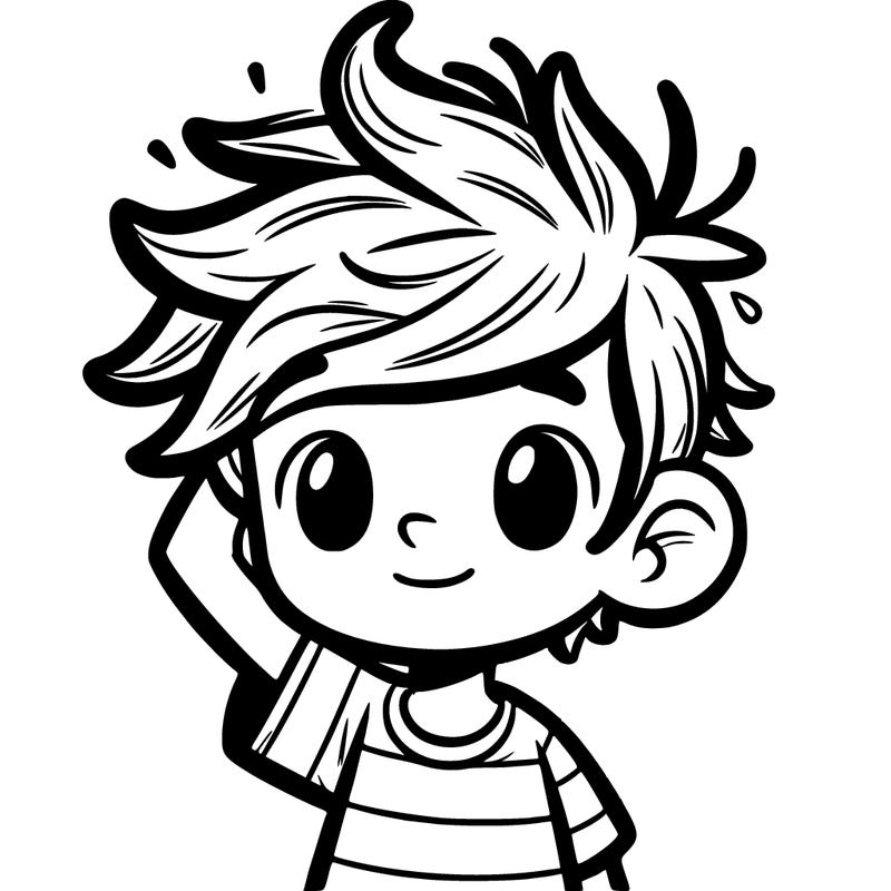 boy with messy hair