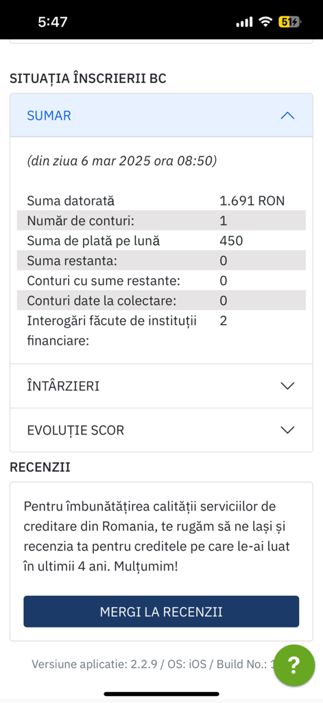 ScoreRise app interface showing a summary of credit bureau records including total debt and monthly payments